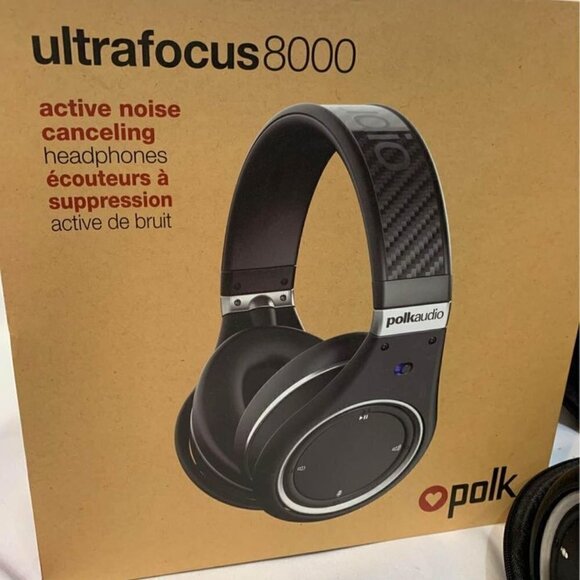 POLK ultrafocus 8000 noise canceling headphones. Black. - Picture 1 of 8